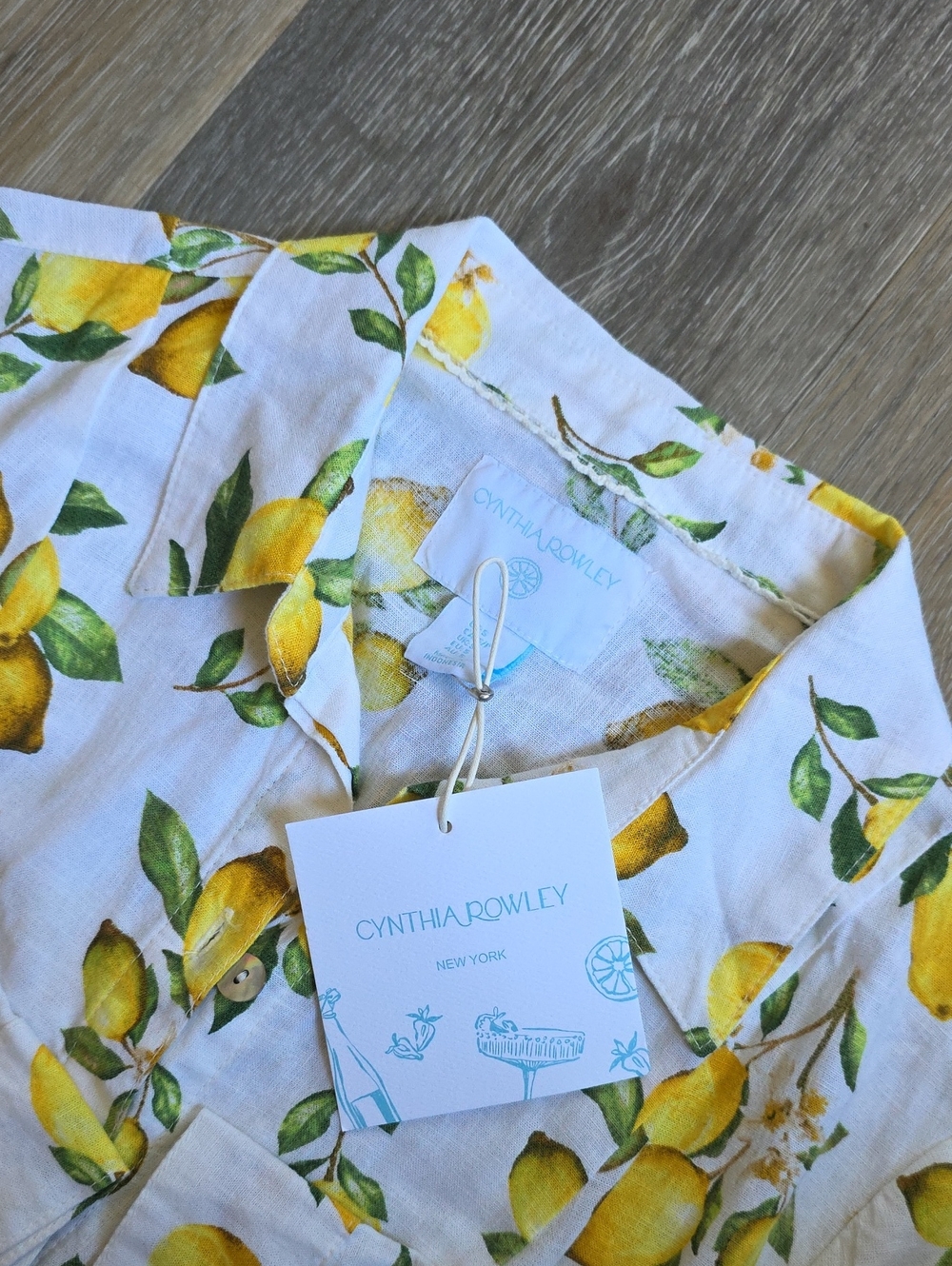 Cynthia Rowley White Midi Shirt Dress with Yellow Lemon Print - Picture 13 of 16